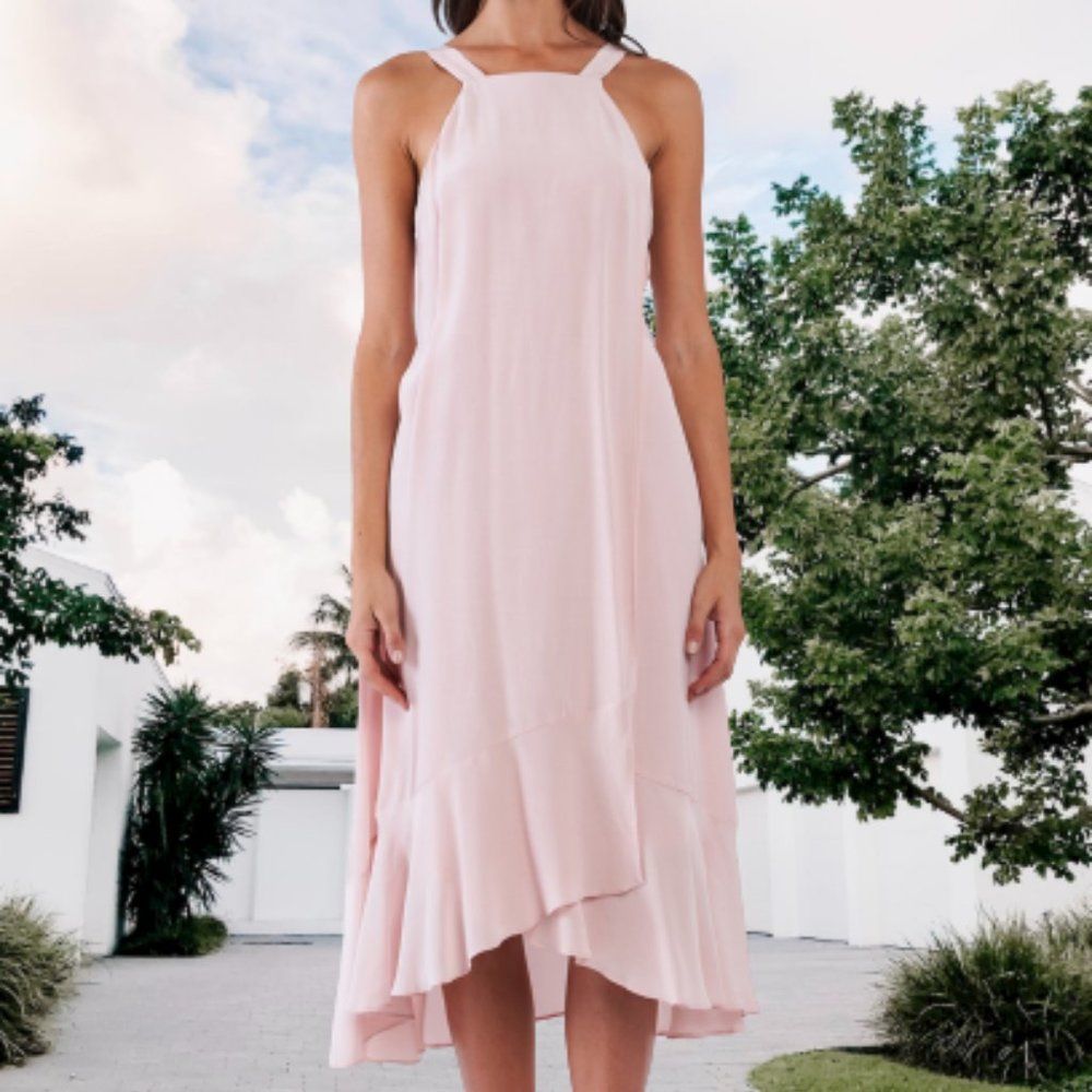 Boho Basics Wide Strap Wrap Dress in Light Pink